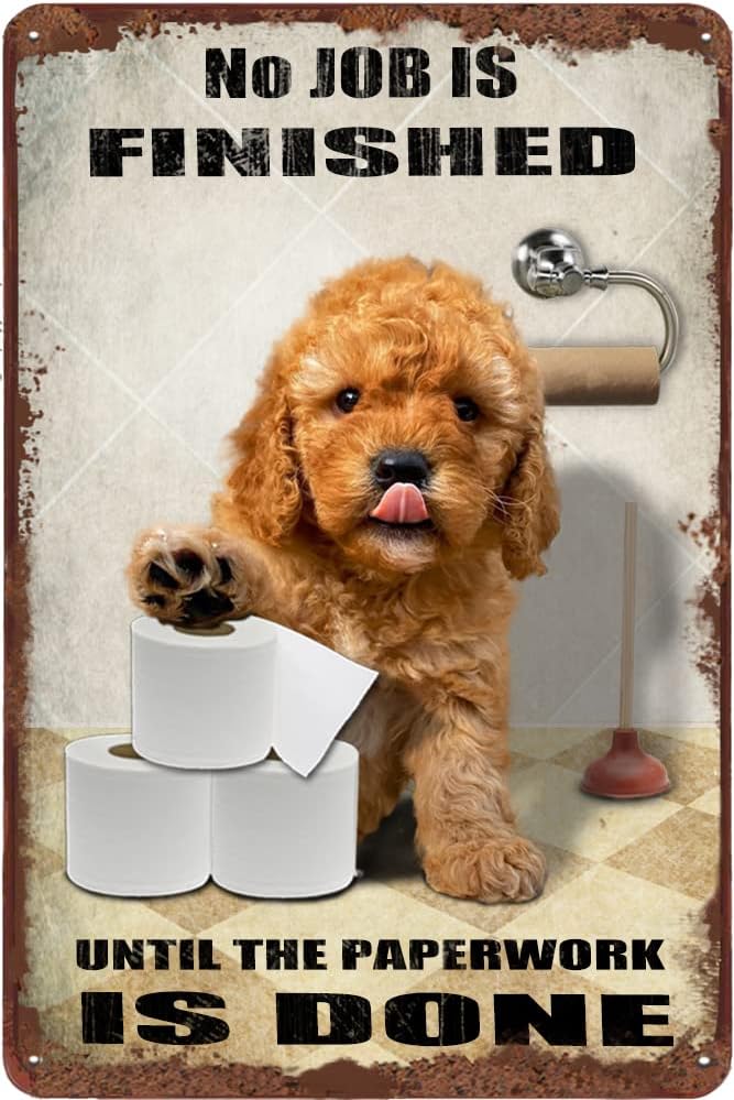 Farming Jobs - Goldendoodle Hond Badkamer Tinbord Rol Papier